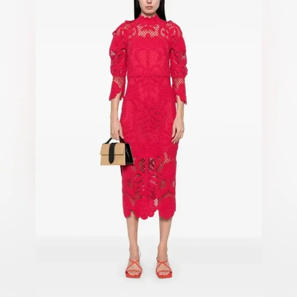 FARM Rio Scarlet Long Sleeve Lace Dress - Picture 3 of 13